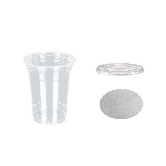 Disposable Plastic Cold Drink Cups for Milk Tea, Lemonade, Iced Coffee & Fruit Beverages | Clear PET Cups with Lids & Straws | 100-Pack for Parties & Events