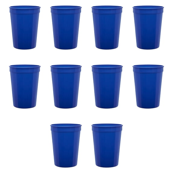 Disposable Plastic Cups 12 oz. Set of 10, Bulk Pack - Perfect for Summer, Sporting Events, Birthdays, Weddings, Picnic, Beach, Parties - Reflex Blue