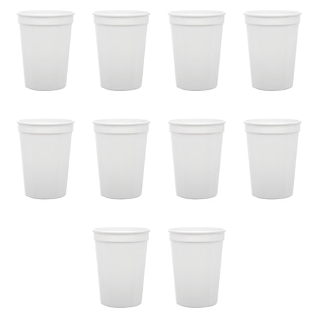 Disposable Plastic Cups 12 oz. Set of 10, Bulk Pack - Perfect for Summer, Sporting Events, Birthdays, Weddings, Picnic, Beach, Parties - White