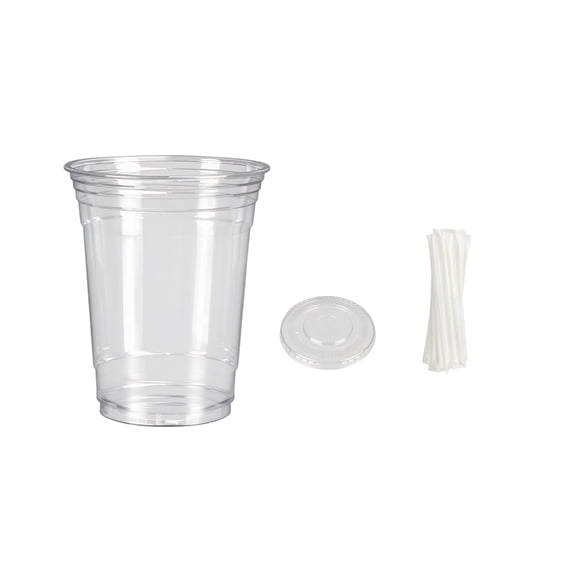 Disposable Plastic Cups, 16.0 oz Clear Cups with Flat Lids and Straws, 50 Pack Bulk, for Iced Coffee Bubble Tea Smoothies Beverages, Ideal for Party Café Home Outdoor Use