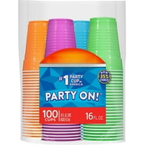 Disposable Plastic Cups, Assorted, 16 oz, 100 Count