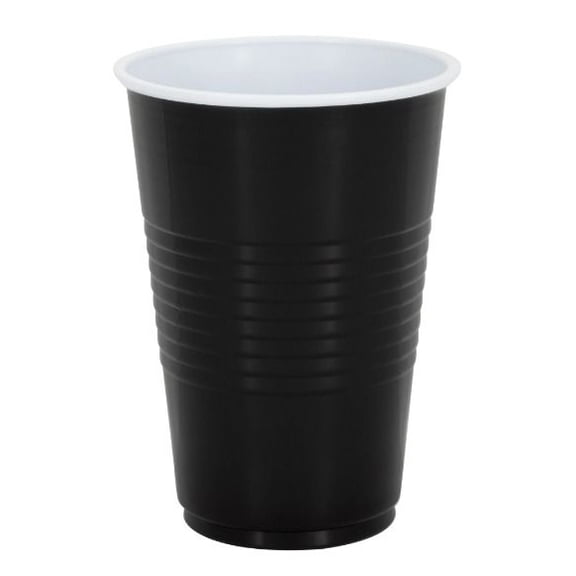 Disposable Plastic Cups, Black, 18 Pieces, by Way To Celebrate
