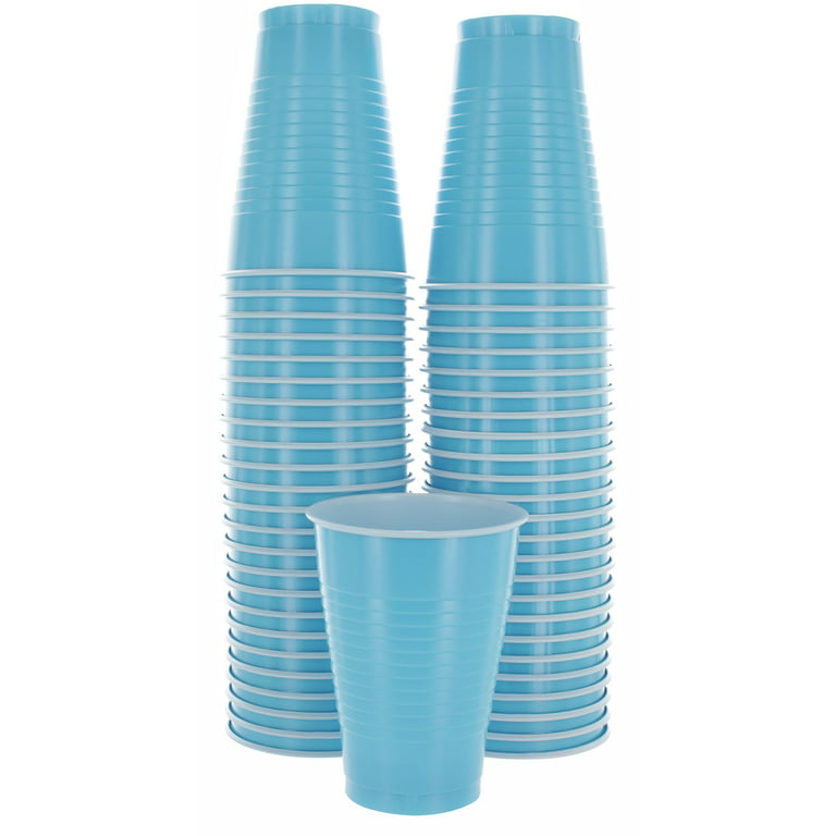 Disposable Plastic Cups, Green Colored Plastic Cups, 12-Ounce