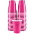 thumbnail image 1 of Disposable Plastic Cups, Bright Pink Colored Plastic Cups, 18-Ounce Plastic Party Cups, Strong and Sturdy Disposable Cups for Party, Wedding, Christmas, Halloween Party Cup, 50 Pack - By Amcrate, 1 of 5
