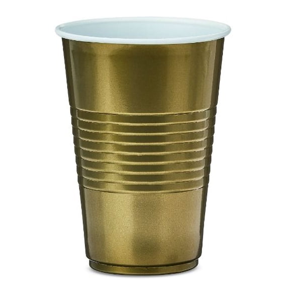Disposable Plastic Cups, Gold, 18 Pieces, by Way To Celebrate