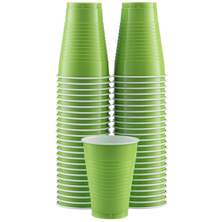 Exquisite Emerald Green Disposable Plastic Cups - 100 Pack 12 oz Plastic Cups - Colored Disposable Cups - Durable Party Cups - Plastic Disposable