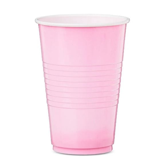 Disposable Plastic Cups, Lovely Pink, 18 Pieces, by Way To Celebrate