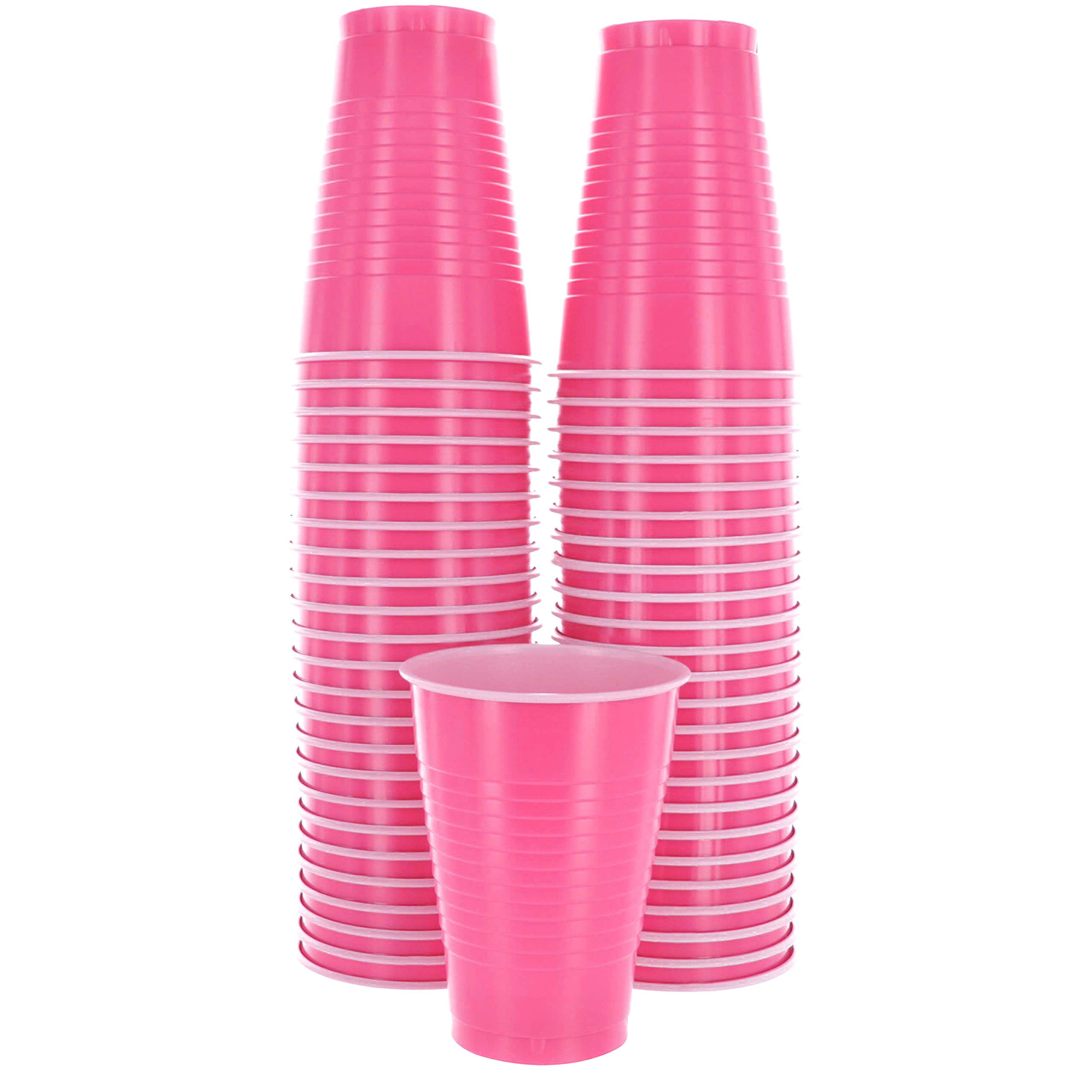 Bright Pink Plastic Cups, 16oz, 50ct