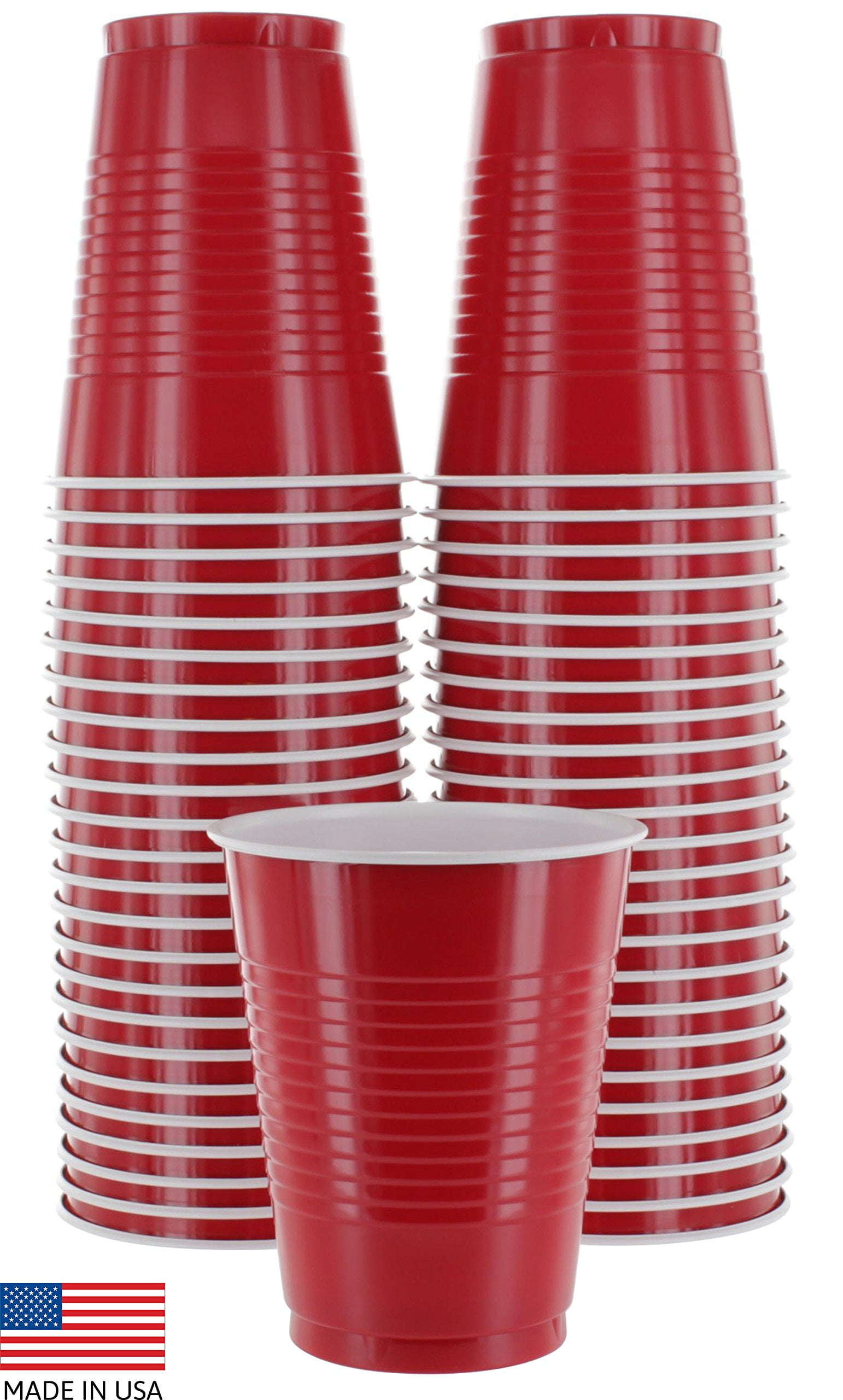 Supellectilem Red Plastic Disposable Cups - 18 oz., 240 Ct. | Heavy Duty Large Party Cold Drink Plastic Cups Disposable