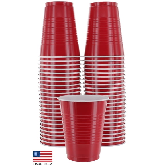 Disposable Cups, Red 18-Ounce Plastic Party Cups, Strong and Sturdy for Wedding, Christmas, Halloween, 50 Pack