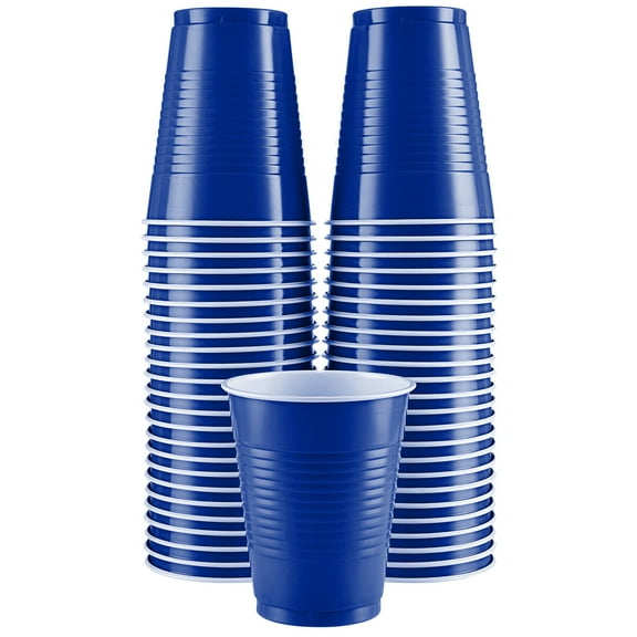 Disposable Cups, Royal Blue 18-Ounce Plastic Party Cups, Strong and Sturdy for Wedding, Christmas, Halloween, 50 Pack