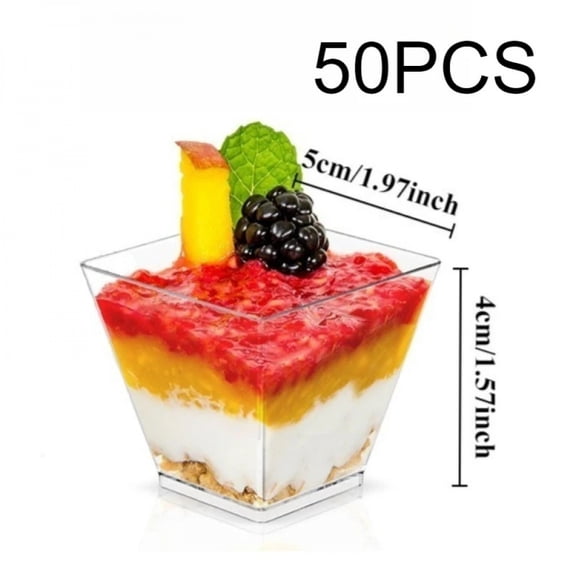Disposable Plastic Dessert Cup Transparent Mousse Pudding Cup Suitable Party Wedding Christmas Halloween Yogurt Jelly Container