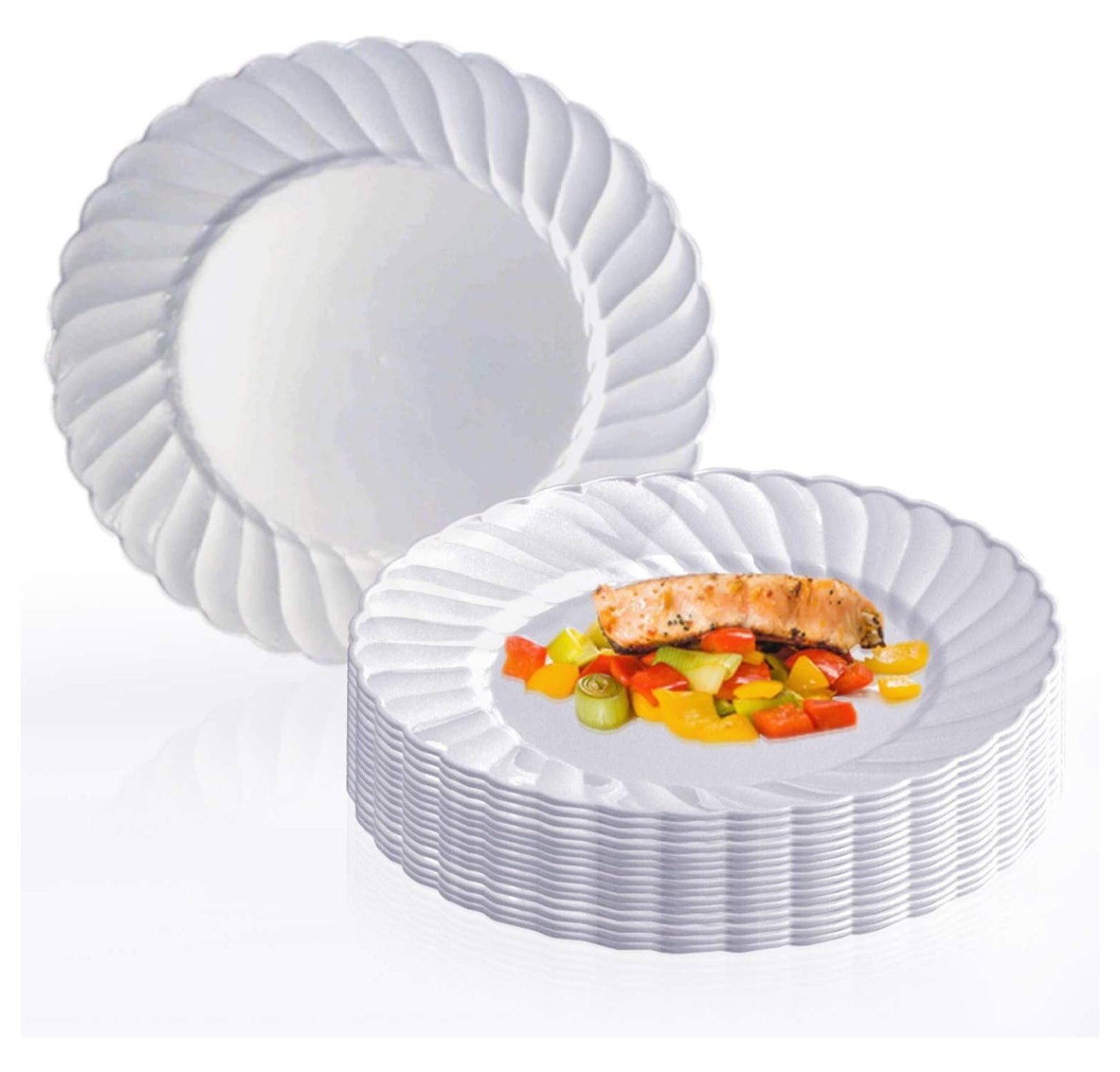 Disposable Plastic Dinner 144 Plates 10.25" Heavy Duty Flared Clear