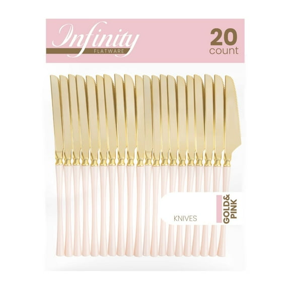 Disposable Plastic Flatware Dinner Utensils, 20 Pack, Infinity Modern Design Kitchen Silverware Cutlery, Perfect for Dinner, Parties, Buffet, Catering