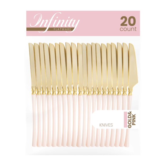 Disposable Plastic Flatware Dinner Utensils, 20 Pack, Infinity Modern Design Kitchen Silverware Cutlery, Perfect for Dinner, Parties, Buffet, Catering