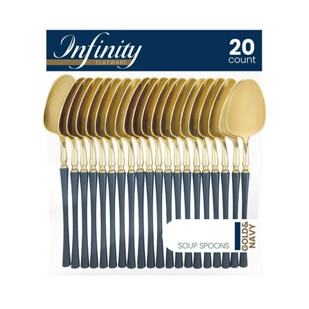 Disposable Plastic Flatware Dinner Utensils, 20 Pack, Infinity Modern Design Kitchen Silverware Cutlery, Perfect for Dinner, Parties, Buffet, Catering
