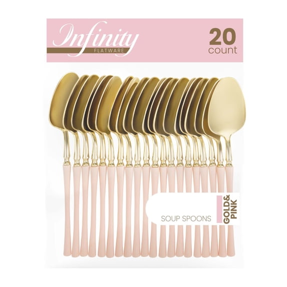 Disposable Plastic Flatware Dinner Utensils, 20 Pack, Infinity Modern Design Kitchen Silverware Cutlery, Perfect for Dinner, Parties, Buffet, Catering