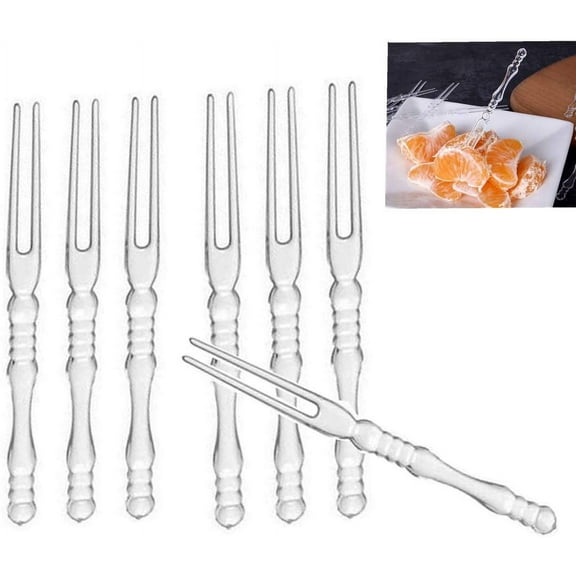 Disposable Plastic Fruit Forks, Forks Bistro Cocktail Forks Tasting Appetizer Forks Set Mini Cake Forks (plastic Fruit-Fork plastic) 400PCS Transparent