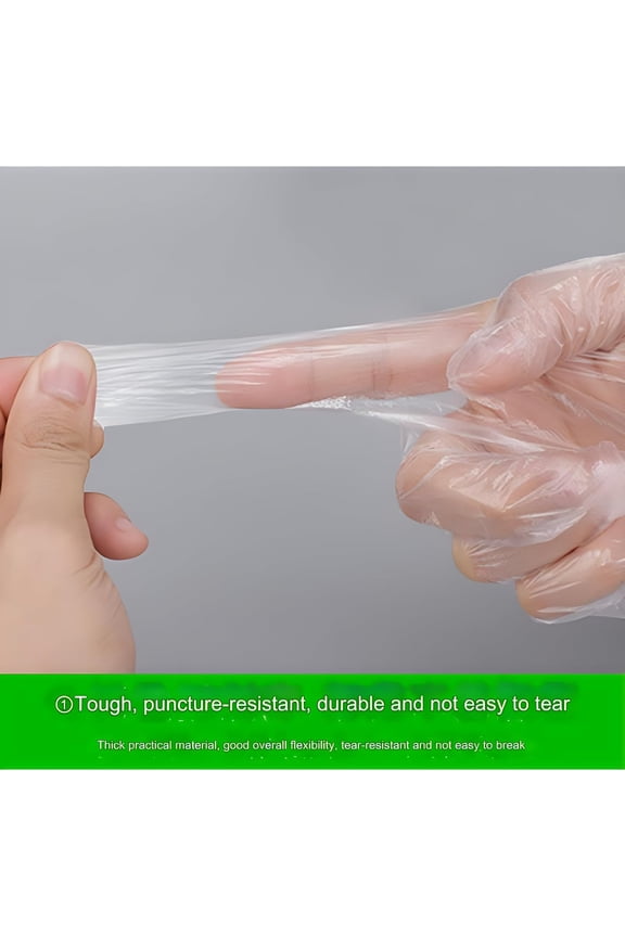 Disposable Plastic Hand Gloves, 50 Pairs (Pack of 100), Thick, Transparent, High Elasticity, Cracked-Resistant, for Spa Wax Bath, Large Size