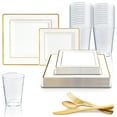 thumbnail image 1 of Disposable Plastic Party Dinnerware Set Square Edge (120-Person Package), 1 of 12