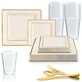 thumbnail image 1 of Disposable Plastic Party Dinnerware Set Square Edge (20-Person Package), 1 of 12