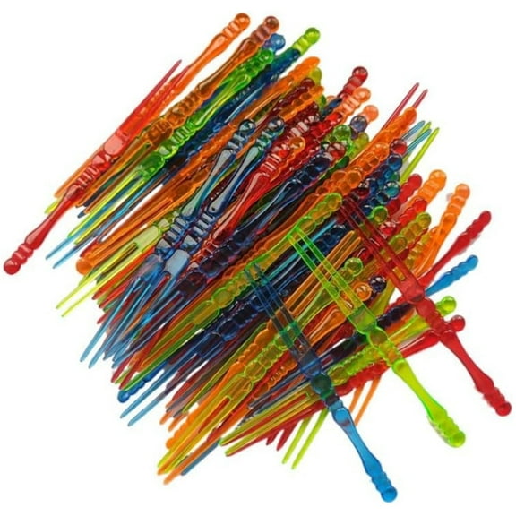 Disposable Plastic Picks Fruit Forks, Mini Cocktail Forks 4" Cake Forks Party Supplies, Tasting Appetizer Plates Picks Bistro Cocktail Forks Dessert Forks Portable Salad Fruit (200 Pcs Multicolor)