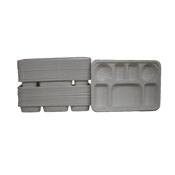 Disposable Plastic Plates 7 Compartment Thali - White (600 Pack)
