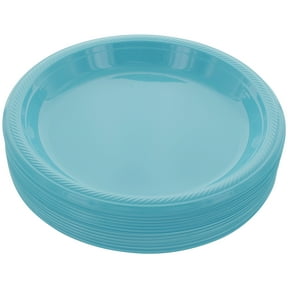 Disposable Plastic Plates Blue, 10.4 Inches Plastic Dinner Plates, Strong and Sturdy Disposable Plates for Party, Dinner, Holiday, Picnic, or Travel Party Plates, Pack of 50 - By Amcrate
