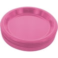 thumbnail image 1 of Disposable Plastic Plates Bright Pink, 10.4 Inches Plastic Dinner Plates, Strong and Sturdy Disposable Plates for Party, Dinner, Holiday, Picnic, or Travel Party Plates, Pack of 50 - By Amcrate, 1 of 6