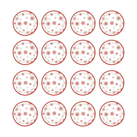 Disposable Plastic Plates, Christmas Disposable Tableware, 7 Inch Irregular Shape Red Plastic Plates Set Of 16, Durable Lightweight Party Tableware for Holiday Events and Picnics