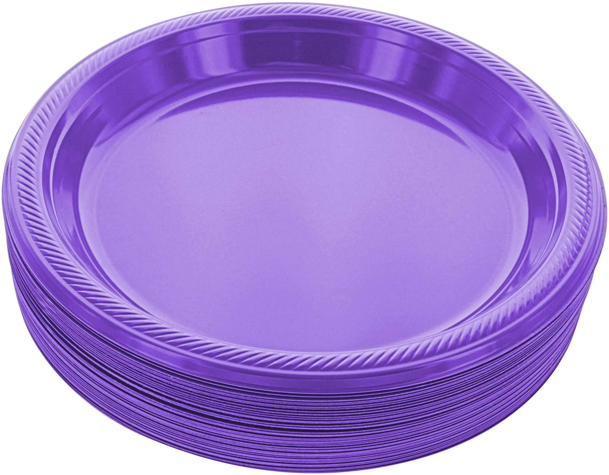 Plastic Plates - Purple Flat Square Buffet Plates