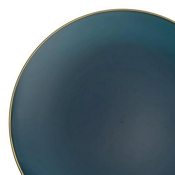 Disposable Plastic Plates with Rim Design, Organic Round Dinnerware Bulk Order for Wedding, Birthday & All Occasions (Navy with Gold, 7.5" Salad Plates (120 Plates))