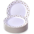 thumbnail image 1 of Disposable Plastic Plates Set | 20 Dinner Plates | for Upscale Wedding and Dining (Dots - Gold), 1 of 6