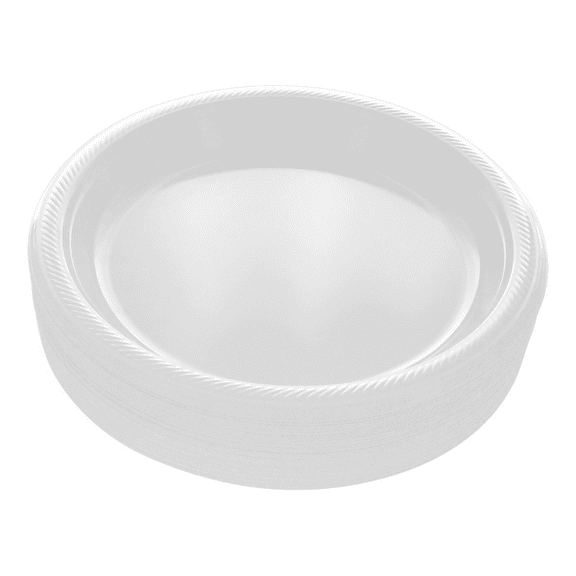 Disposable Plastic Plates White, 10.4 Inches Plastic Dinner Plates, Strong and Sturdy Disposable Plates for Party, Dinner, Holiday, Picnic, or Travel Party Plates, Pack of 50 - By Amcrate