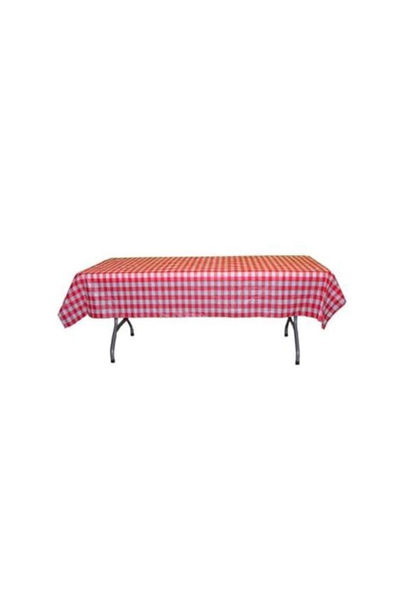 Disposable Plastic Red Gingham Table Cover - Rectangular - 54in. x 108in. - 1 Piece