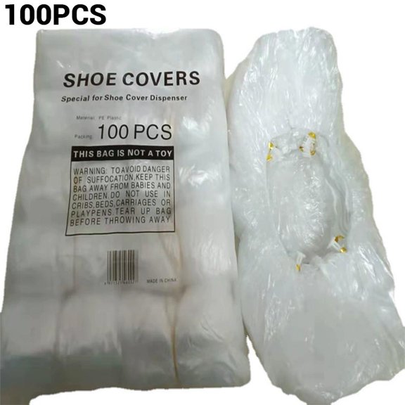 Disposable Plastic Shoe Covers for Floor Protection, Fits Automatic Machines, 15x52cm