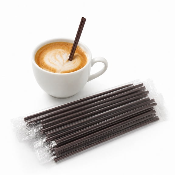 Disposable Plastic Sip Stirrer Straw, for Coffee and Cocktails, 7 Inches Long, 50 Pcs(Brown)