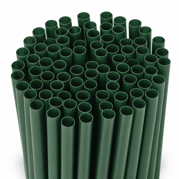 Disposable Plastic Straws Dark Green Drinking Stfor Coffee House Diner- Beverjuice Soda Bar Supplies Individually Wrapped 200 Cou