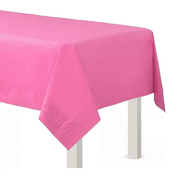 Disposable Plastic Table Cover 54" x 108" Birthday Wedding Party Rectangle; 3 pks; Pink color