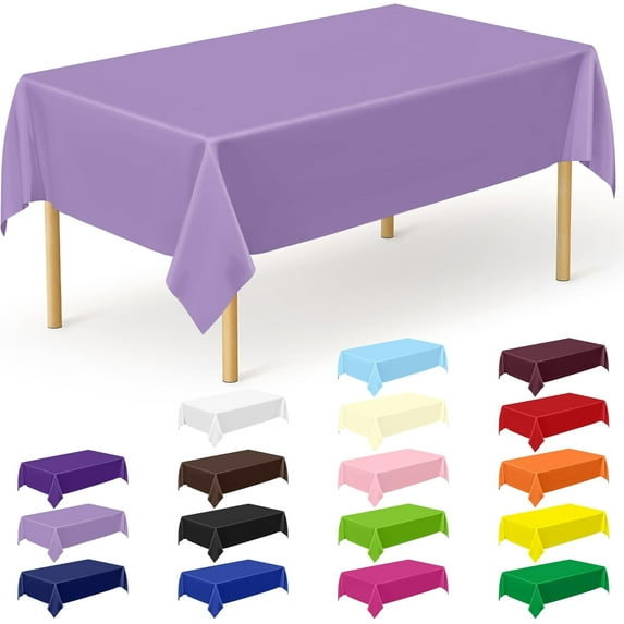 Disposable Plastic Tablecloth - 2 Pcs, 108 x 54 In/72 x 54 In, Waterproof Rectangular Picnic Table Cover for Outdoor & Indoor Parties