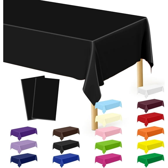 Disposable Plastic Tablecloth - 2 Pcs, 108 x 54 In/72 x 54 In, Waterproof Rectangular Picnic Table Cover for Outdoor & Indoor Parties