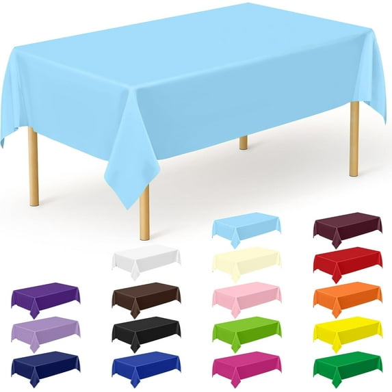 Disposable Plastic Tablecloth - 2 Pcs, 108 x 54 In/72 x 54 In, Waterproof Rectangular Picnic Table Cover for Outdoor & Indoor Parties