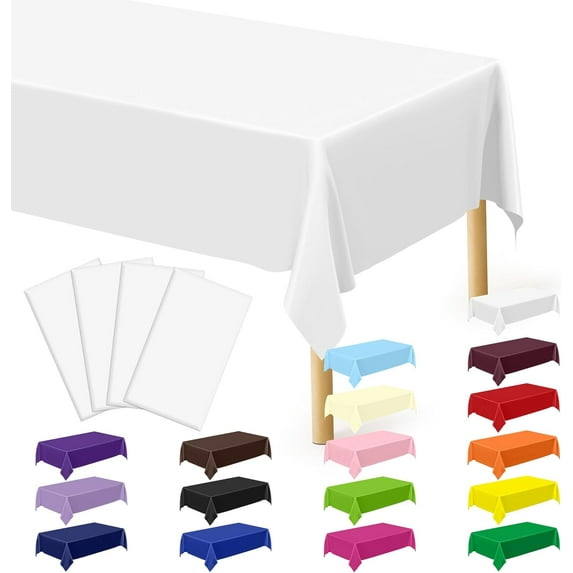 Disposable Plastic Tablecloth - 2 Pcs, 108 x 54 In/72 x 54 In, Waterproof Rectangular Picnic Table Cover for Outdoor & Indoor Parties