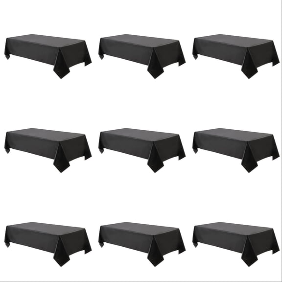 Disposable Plastic Tablecloth – 53 x 107 Inch Rectangle Table Cover for Outdoor Party, Picnic, Wedding, Banquet, and Birthday – Party Supplies & Table Decor – 12 Pack, Black