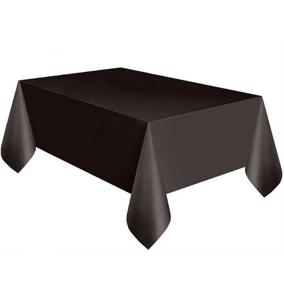 Disposable Plastic Tablecloth 54 x 72 Inch Decorative Rectangle Table Cover Party Picnic Table Cover Rectangular Plastic Table Cloth for Indoor Outdoor (Black)