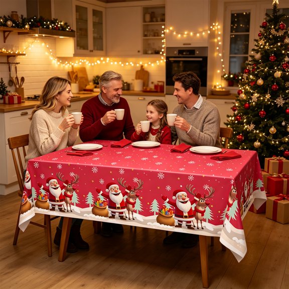 Multi-Color Disposable Plastic Tablecloth 72in x 54in for Holiday Party Dining Indoor Outdoor Use