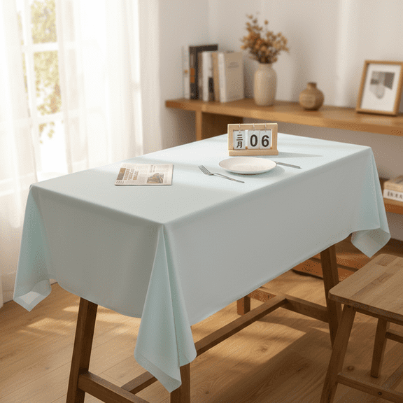Disposable Plastic Tablecloth Rectangle 72x54 inch Heavy Duty Spillproof Waterproof Table Cover for Party Decorations Birthday Wedding Light Blue