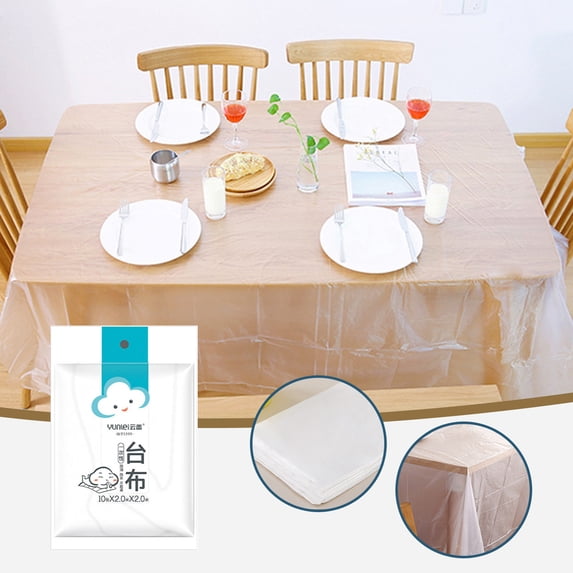 Disposable Plastic Tablecloths | 10-Pack Clear Round Table Covers | Thickened Waterproof & Oil-Proof Film for Parties, Restaurants, Outdoor Dining & Events