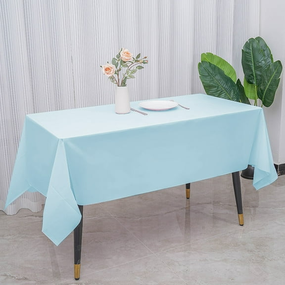 Disposable Plastic Tablecloths 54x72 Inch - Waterproof Oil Proof White Party Table Covers for Birthday/Wedding/Buffet