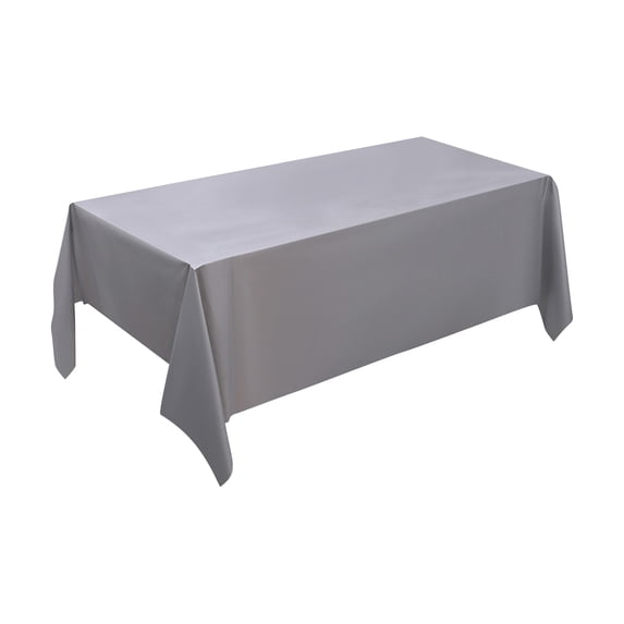 Disposable Plastic Tablecloths, Heavy Duty Thickened Rectangular Waterproof Table Covers for Parties Weddings Birthdays and Outdoor Picnic Events, Silver